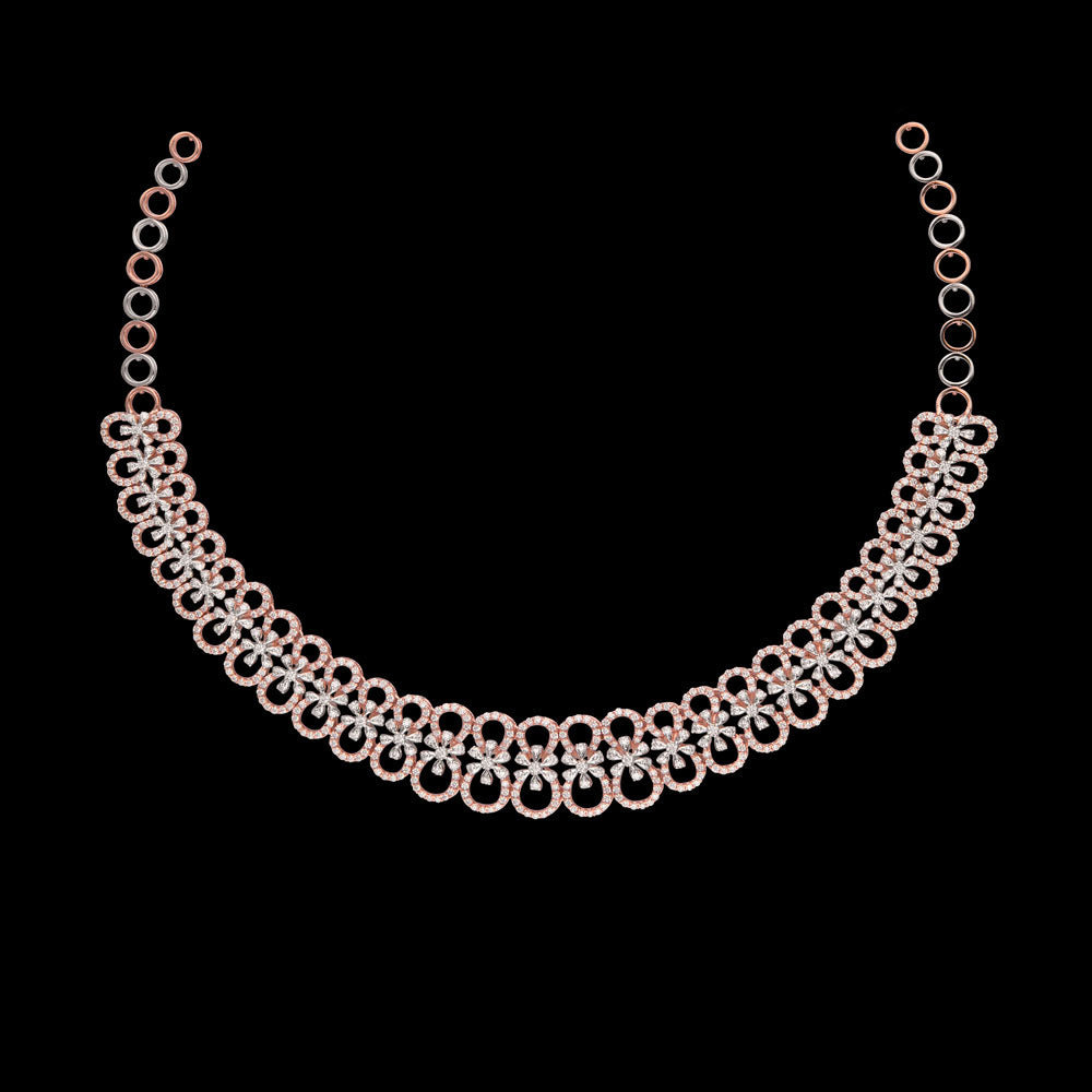 18K Rose Gold Diamond Necklace - 6.71ct VVS-VS-GH