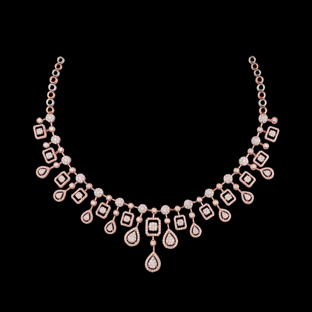 14K Rose Gold Diamond Necklace - 8.66ct VVS-VS-GH