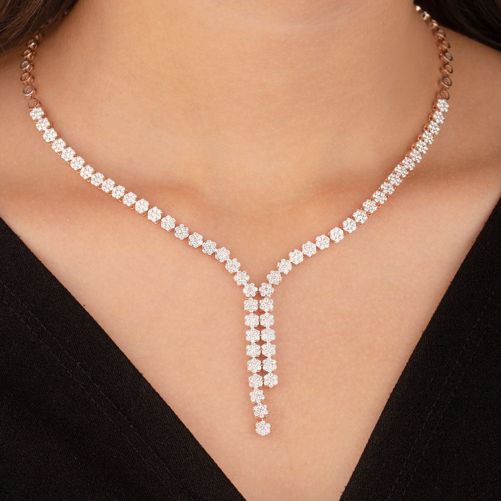 14K Rose Gold Diamond Necklace - 5.672ct VVS-VS-GH