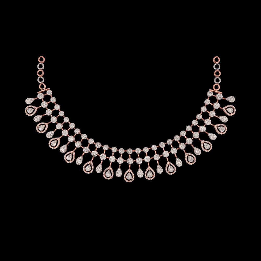 14K Rose Gold Diamond Necklace - 9.81ct VS-SI-FG
