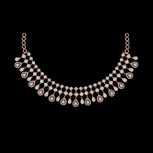 14K Rose Gold Diamond Necklace - 9.81ct VS-SI-FG