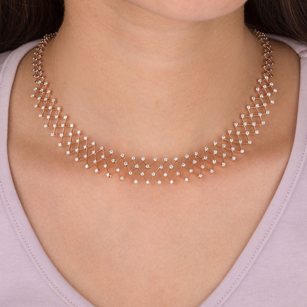 14K Rose Gold Diamond Necklace - 2.414ct VS-SI-GH