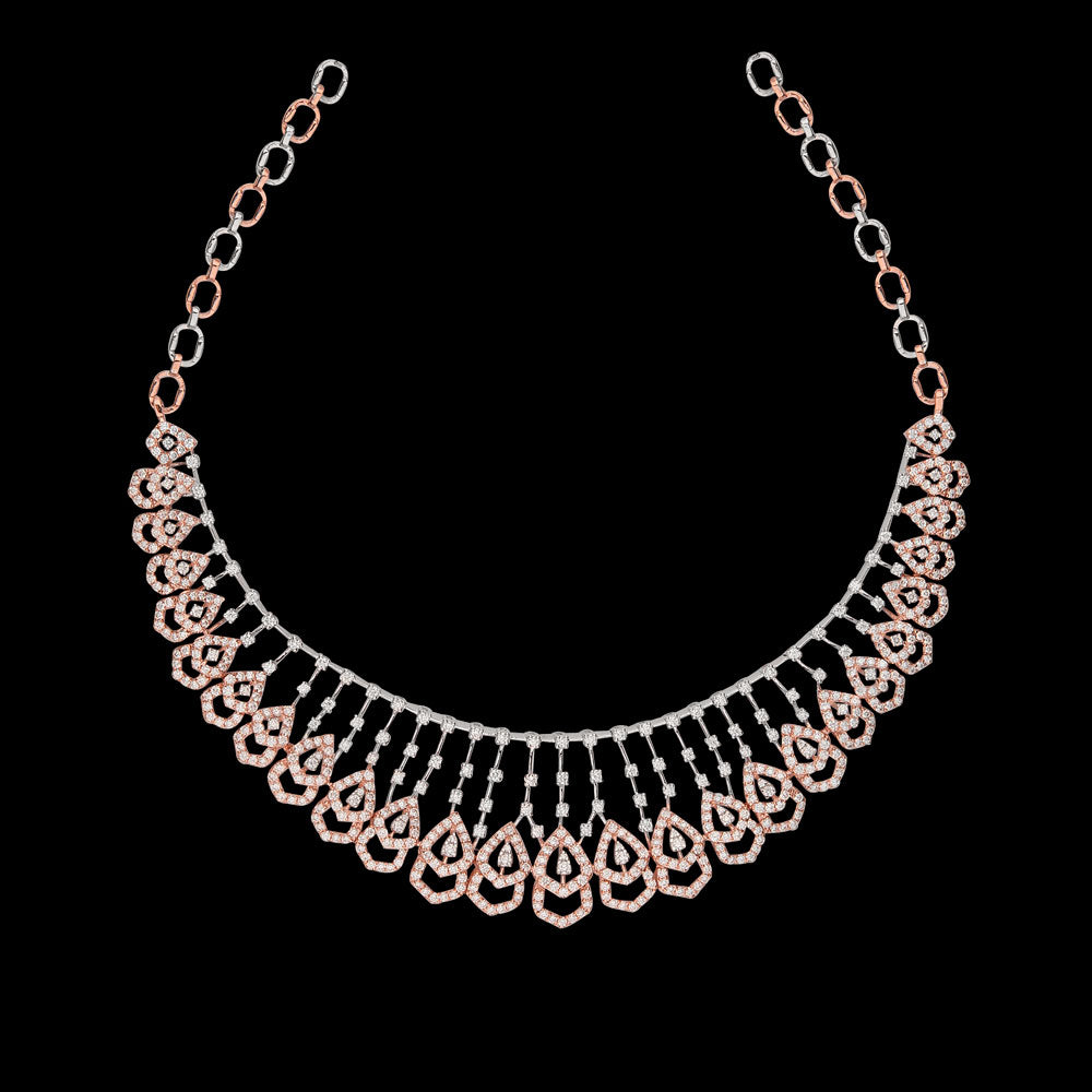 14K Rose Gold Diamond Necklace - 6.426ct VVS-VS-GH