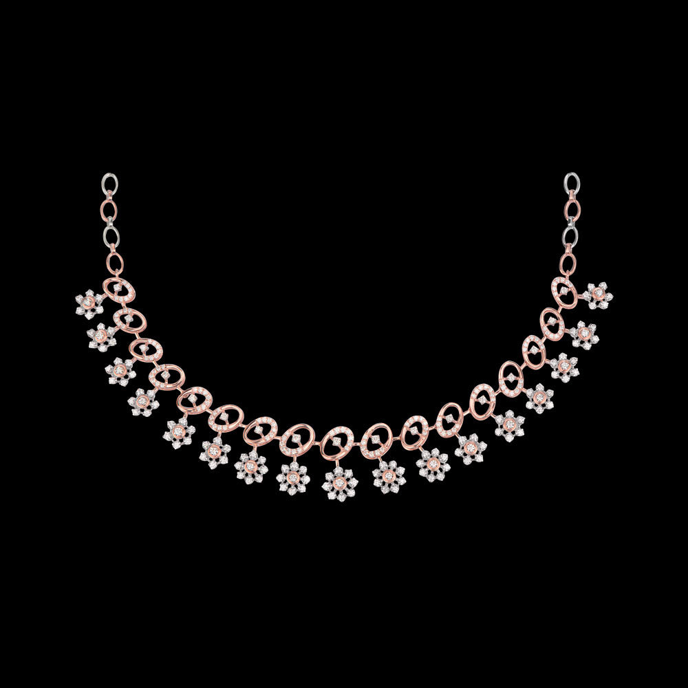 18K Rose Gold Diamond Necklace - 4.19ct VVS-VS-GH