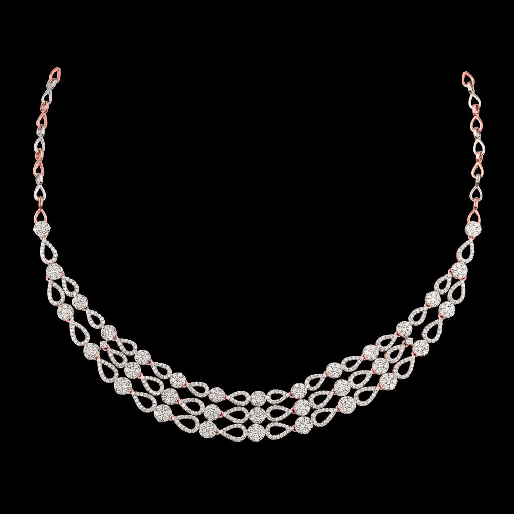 14K Rose Gold Diamond Necklace - 6.2ct VS-SI-FG