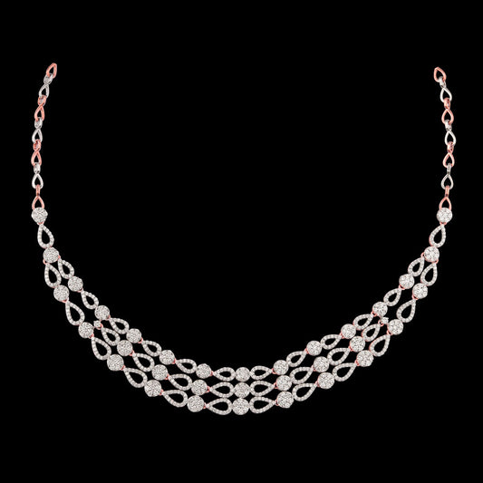 14K Rose Gold Diamond Necklace - 6.2ct VS-SI-FG