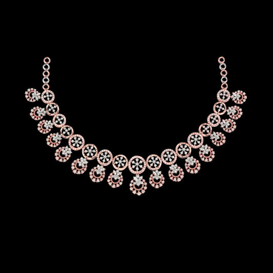 14K Rose Gold Diamond Necklace - 6.61ct VS-SI-FG