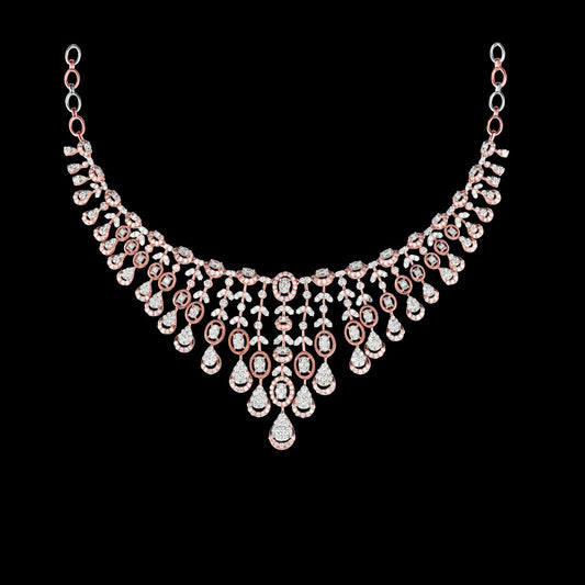 14K Rose Gold Diamond Necklace - 8.77ct VS-SI-FG