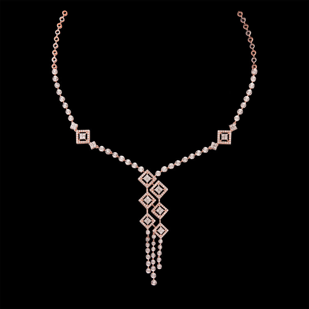 14K Rose Gold Diamond Necklace - 3.08ct VVS-VS-GH