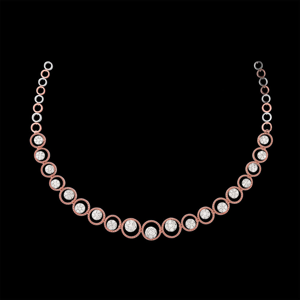 14K Rose Gold Diamond Necklace - 3.4ct VVS-VS-GH
