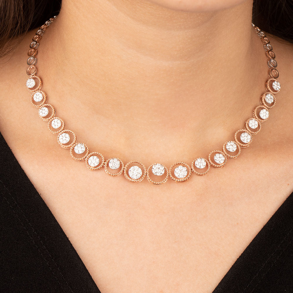 14K Rose Gold Diamond Necklace - 3.4ct VVS-VS-GH