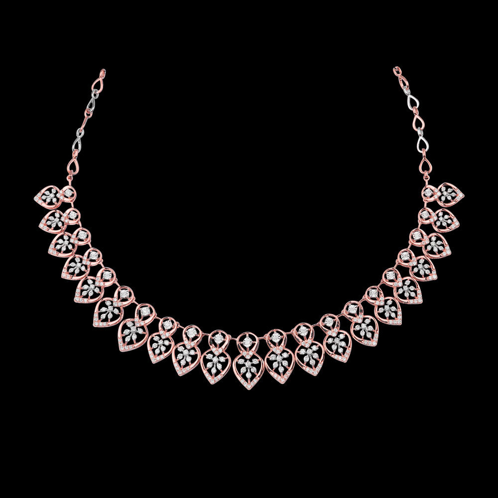 18K Rose Gold Diamond Necklace - 3.98ct VVS-VS-GH