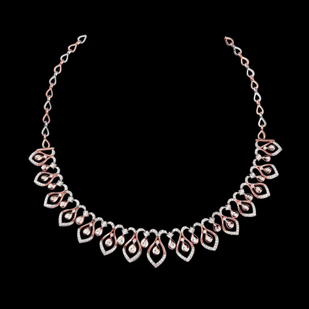 14K Rose Gold Diamond Necklace - 3.7ct VVS-VS-GH