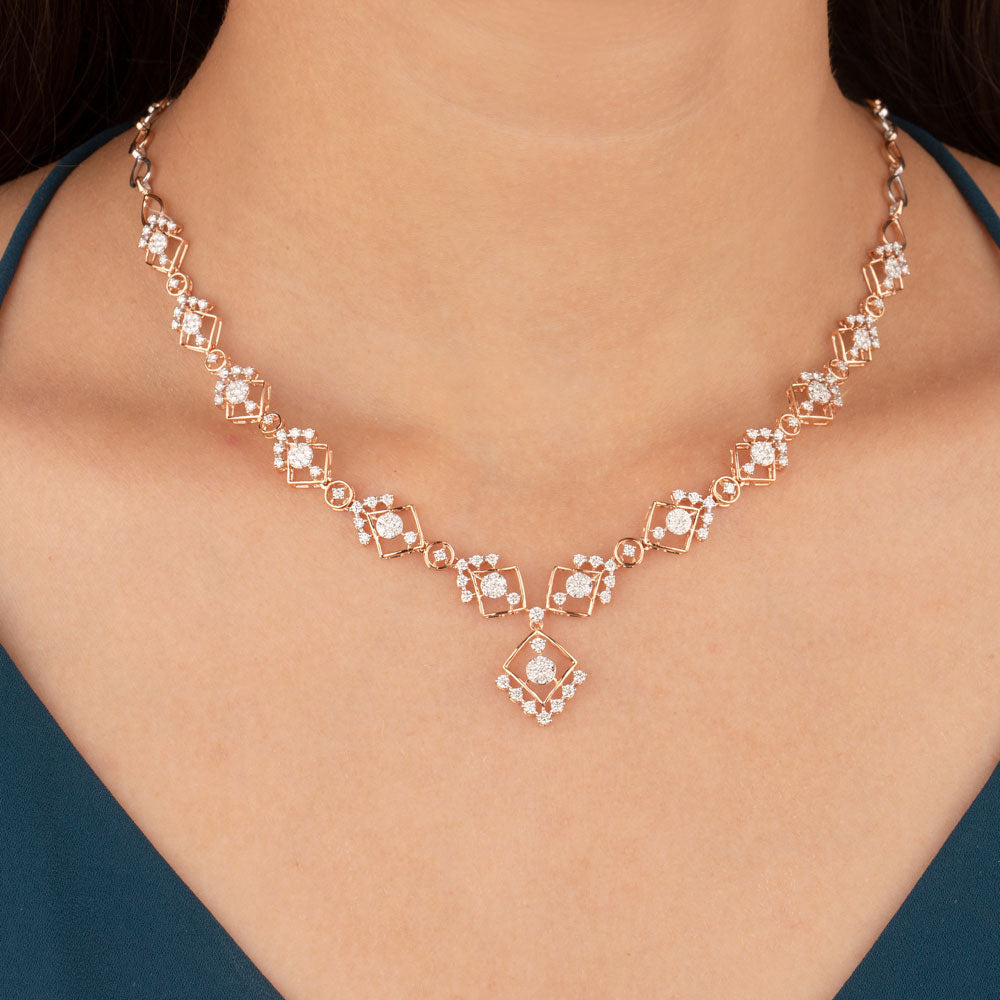 18K Rose Gold Diamond Necklace - 2.633ct VVS-VS-GH