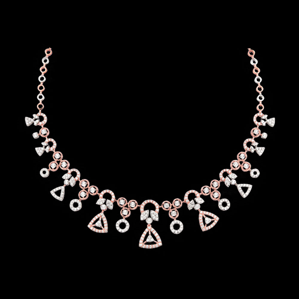 18K Rose Gold Diamond Necklace - 3.99ct VVS-VS-GH