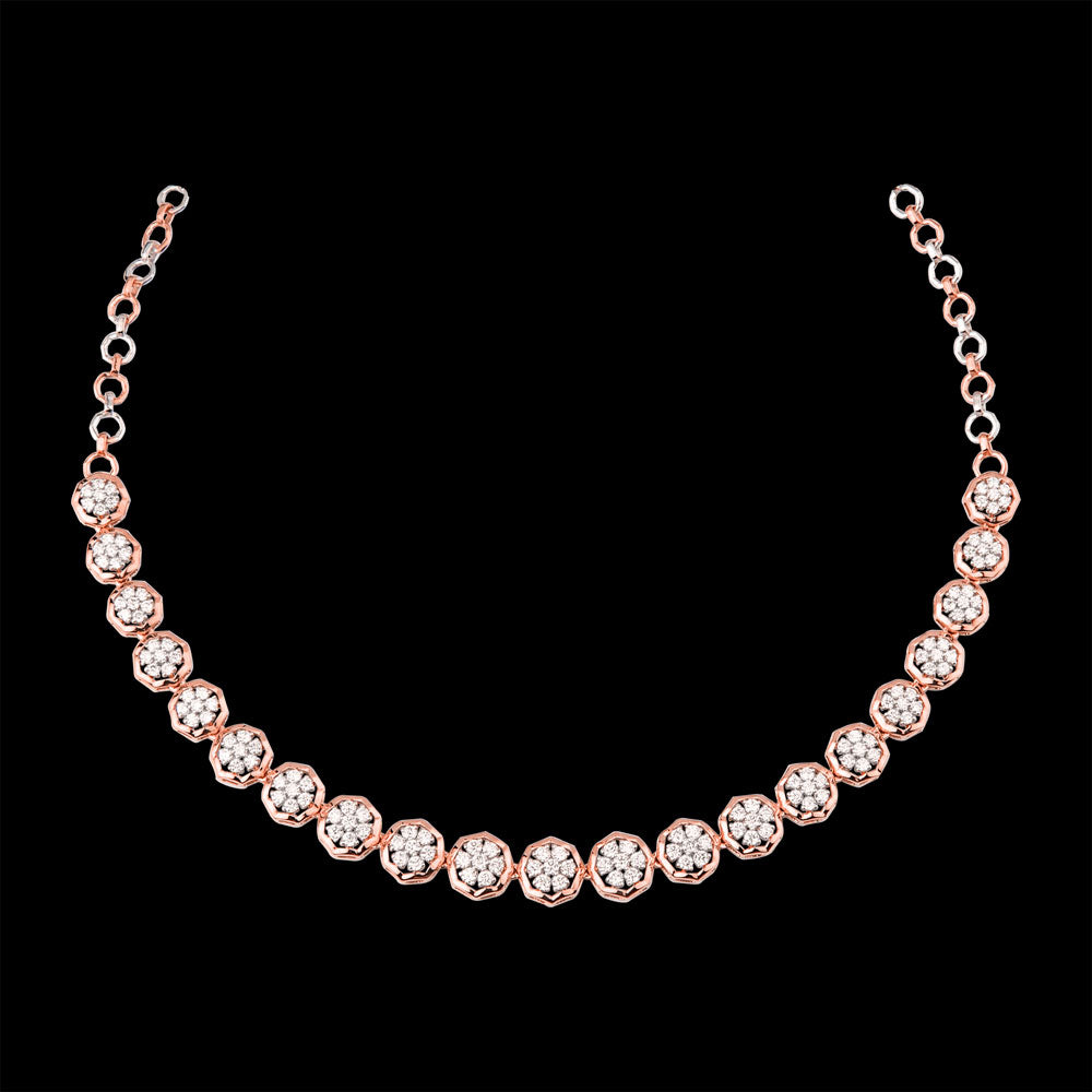18K Rose Gold Diamond Necklace - 3.395ct VVS-VS-GH