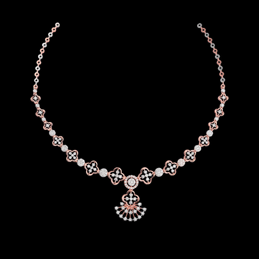 18K Rose Gold Diamond Necklace - 2.99ct VVS-VS-GH