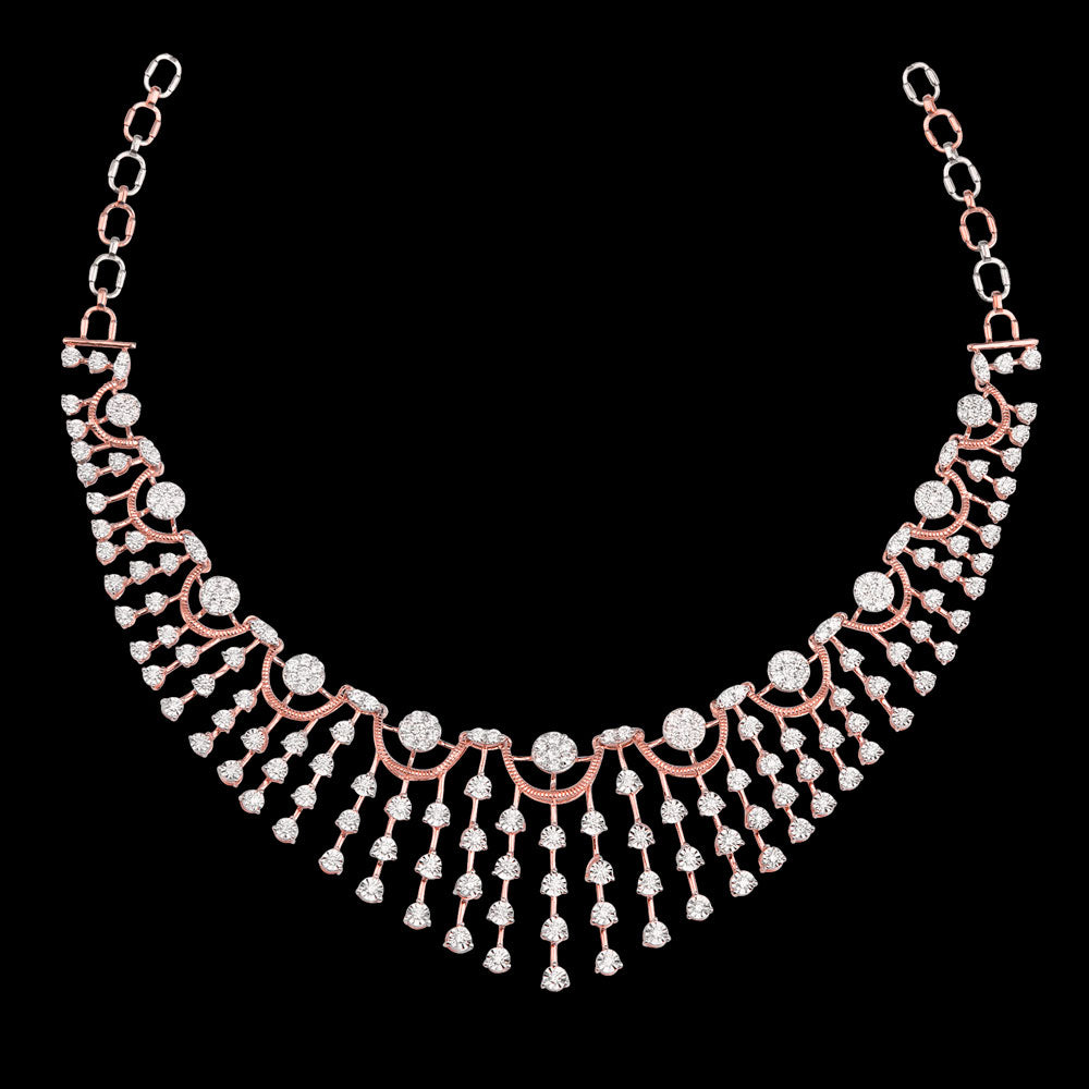 14K Rose Gold Diamond Necklace - 4.921ct VVS-VS-GH