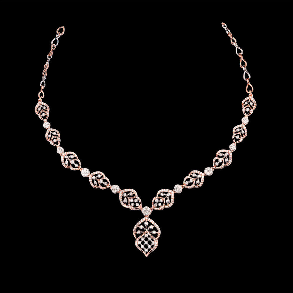 18K Rose Gold Diamond Necklace - 3.49ct VVS-VS-GH