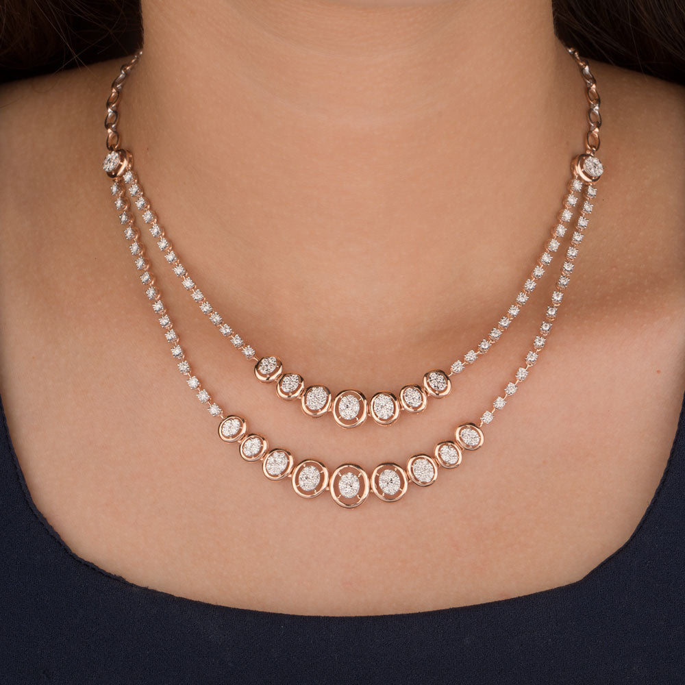 14K Rose Gold Diamond Necklace - 2.851ct VS-GH