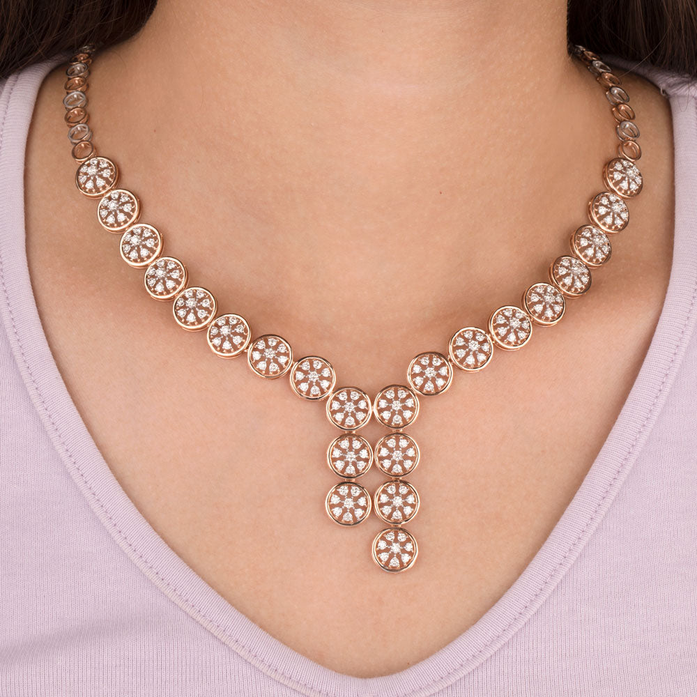 18K Rose Gold Diamond Necklace - 4.434ct VVS-VS-HIJ