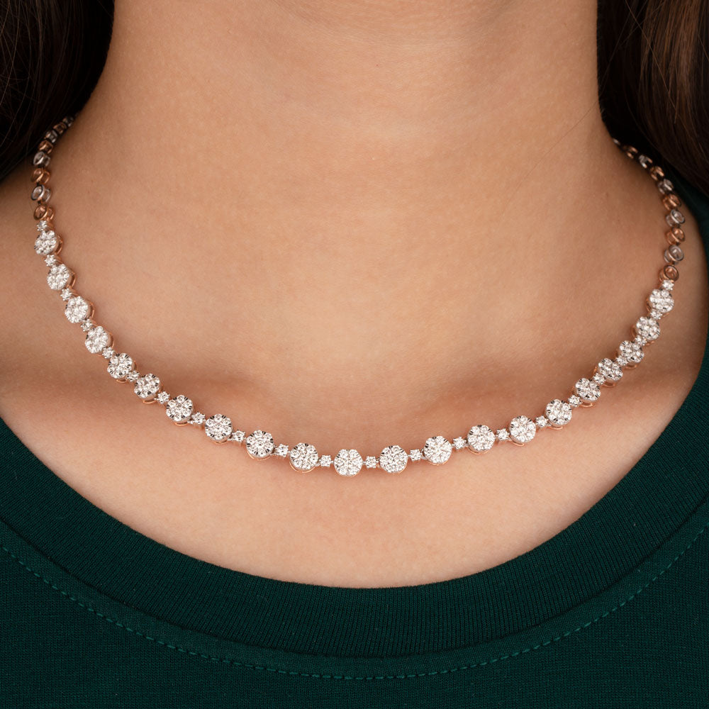 18K Rose Gold Diamond Necklace - 3.862ct VVS-VS-HI