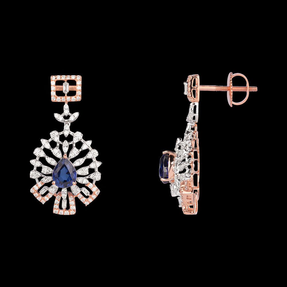 18K Rose Gold Diamond Jewellery - 2.428ct VVS-VS-GH with Colour Stones