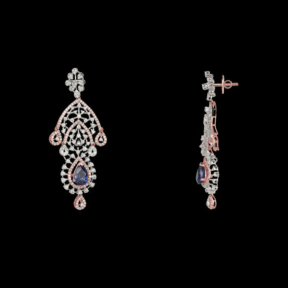 14K Rose Gold Diamond Jewellery - 4.12ct VVS-VS-GH with Colour Stones