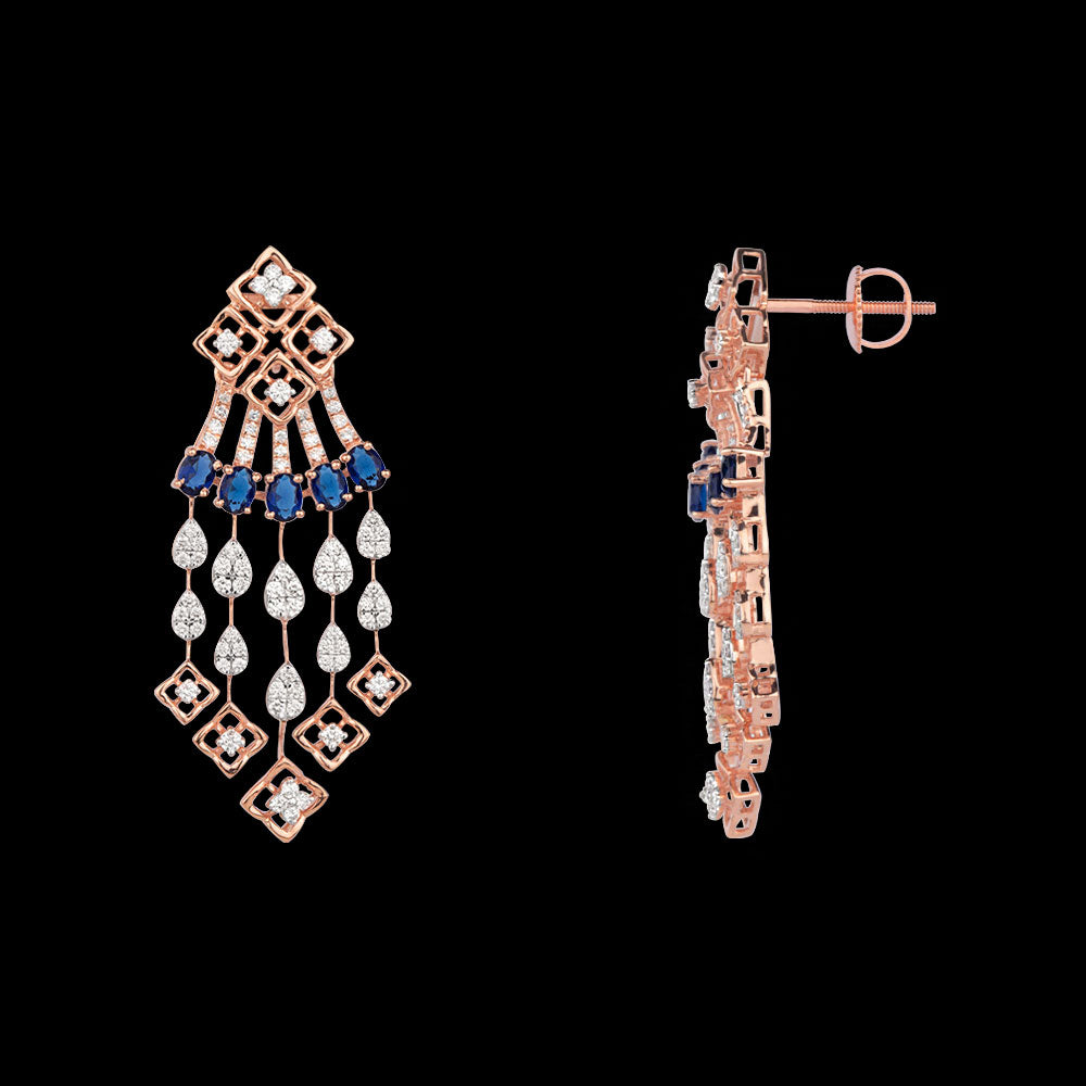 14K Rose Gold Diamond Jewellery - 1.672ct VVS-VS-GH with Colour Stones