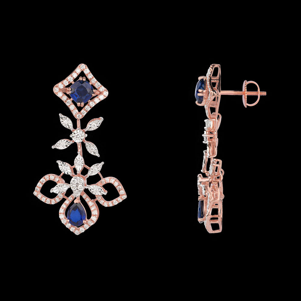 14K Rose Gold Diamond Jewellery - 1.55ct VVS-VS-GH with Colour Stones
