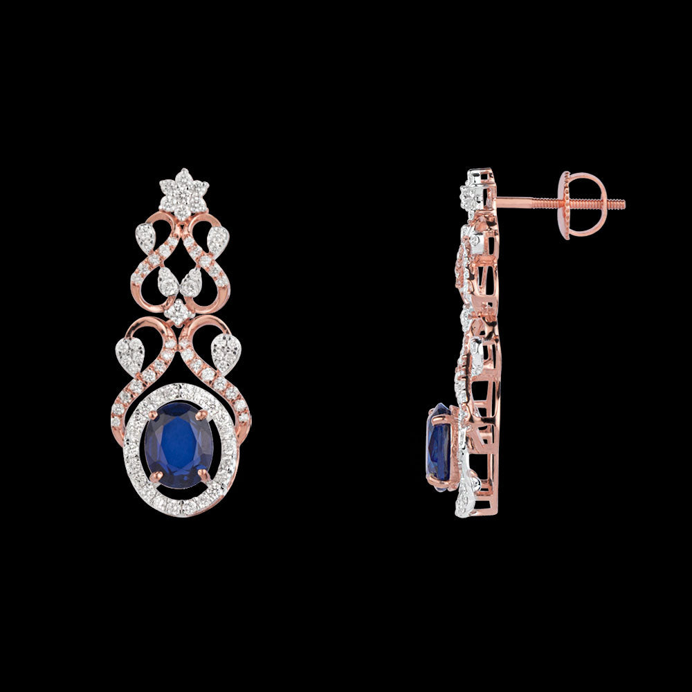 18K Rose Gold Diamond Jewellery - 1.746ct VVS-VS-GH with Colour Stones