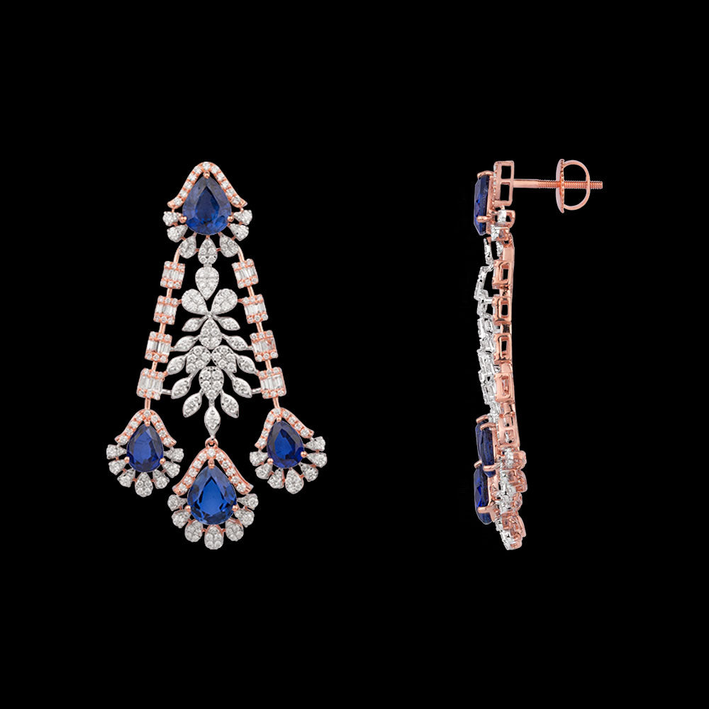 18K Rose Gold Diamond Jewellery - 5.177ct VS-SI-FG with Colour Stones