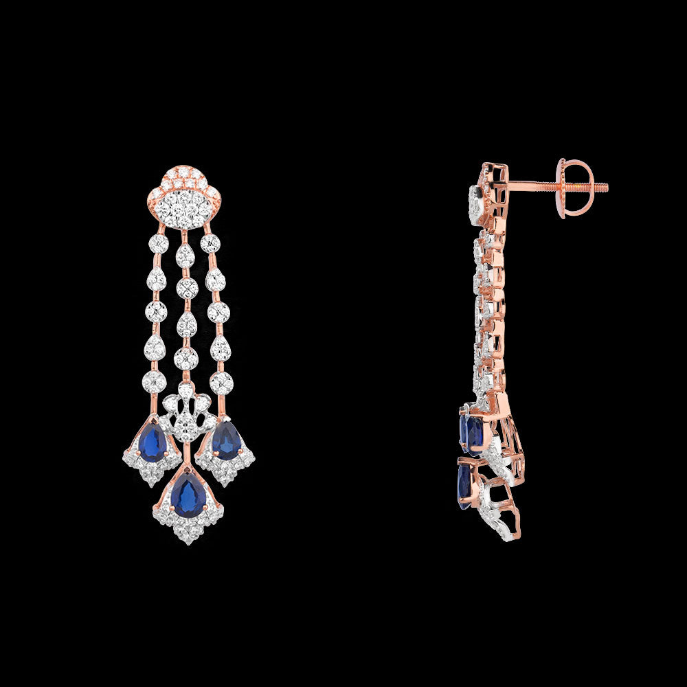 18K Rose Gold Diamond Jewellery - 2.85ct VVS-VS-GH with Colour Stones