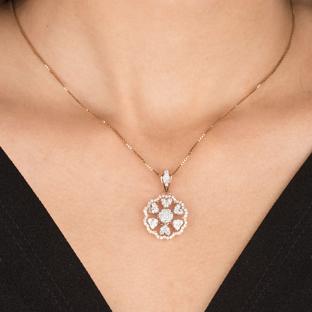 18K Rose Gold Diamond Pendant - 0.99ct VS-SI-FG