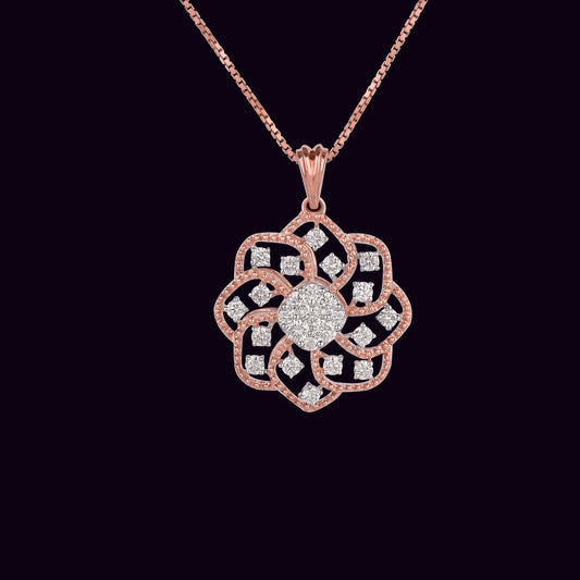 14K Rose Gold Diamond Pendant - 0.97ct VVS-VS-GH