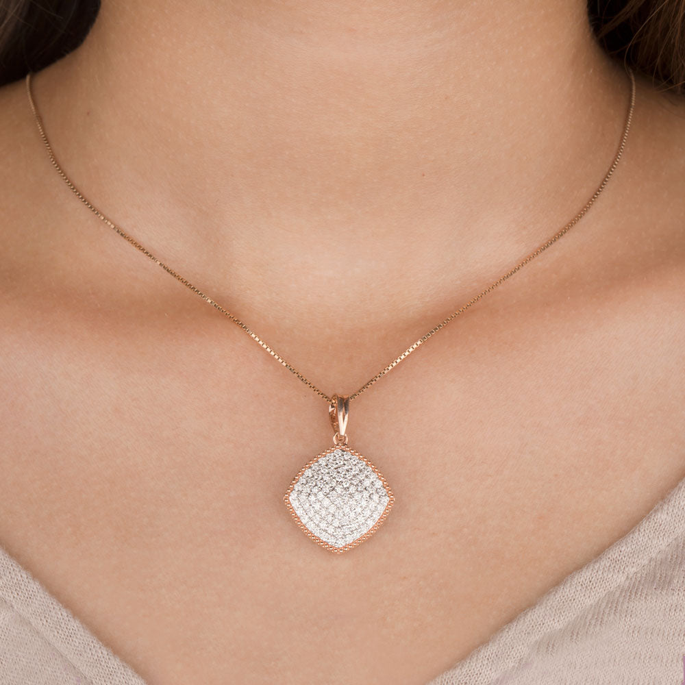 14K Rose Gold Diamond Pendant - 1.27ct VVS-VS-GH