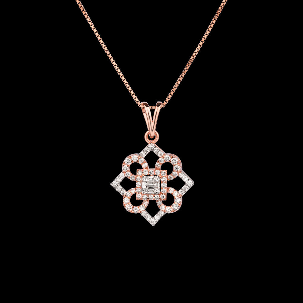 18K Rose Gold Diamond Pendant - 0.943ct VS-SI-FG