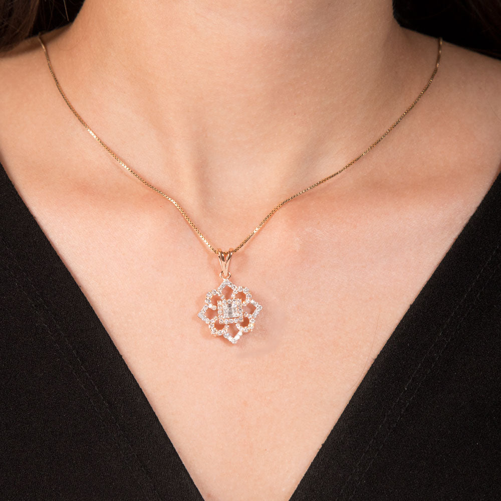 18K Rose Gold Diamond Pendant - 0.943ct VS-SI-FG