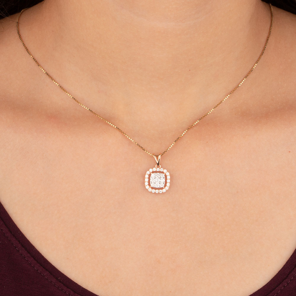 18K Rose Gold Diamond Pendant - 0.8ct VVS-VS-GH