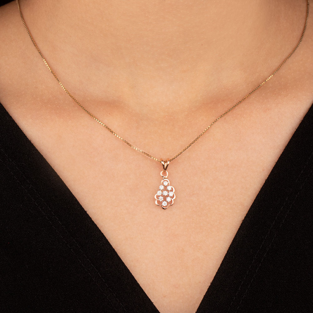 18K Rose Gold Diamond Pendant - 0.26ct VVS-VS-IJ