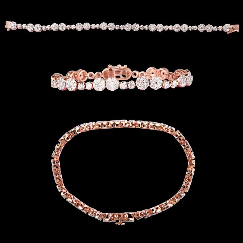 18K Rose Gold Diamond Bracelet - 3.16ct VVS-VS-HI