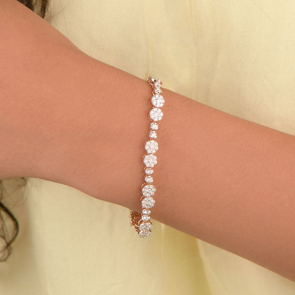 18K Rose Gold Diamond Bracelet - 3.16ct VVS-VS-HI