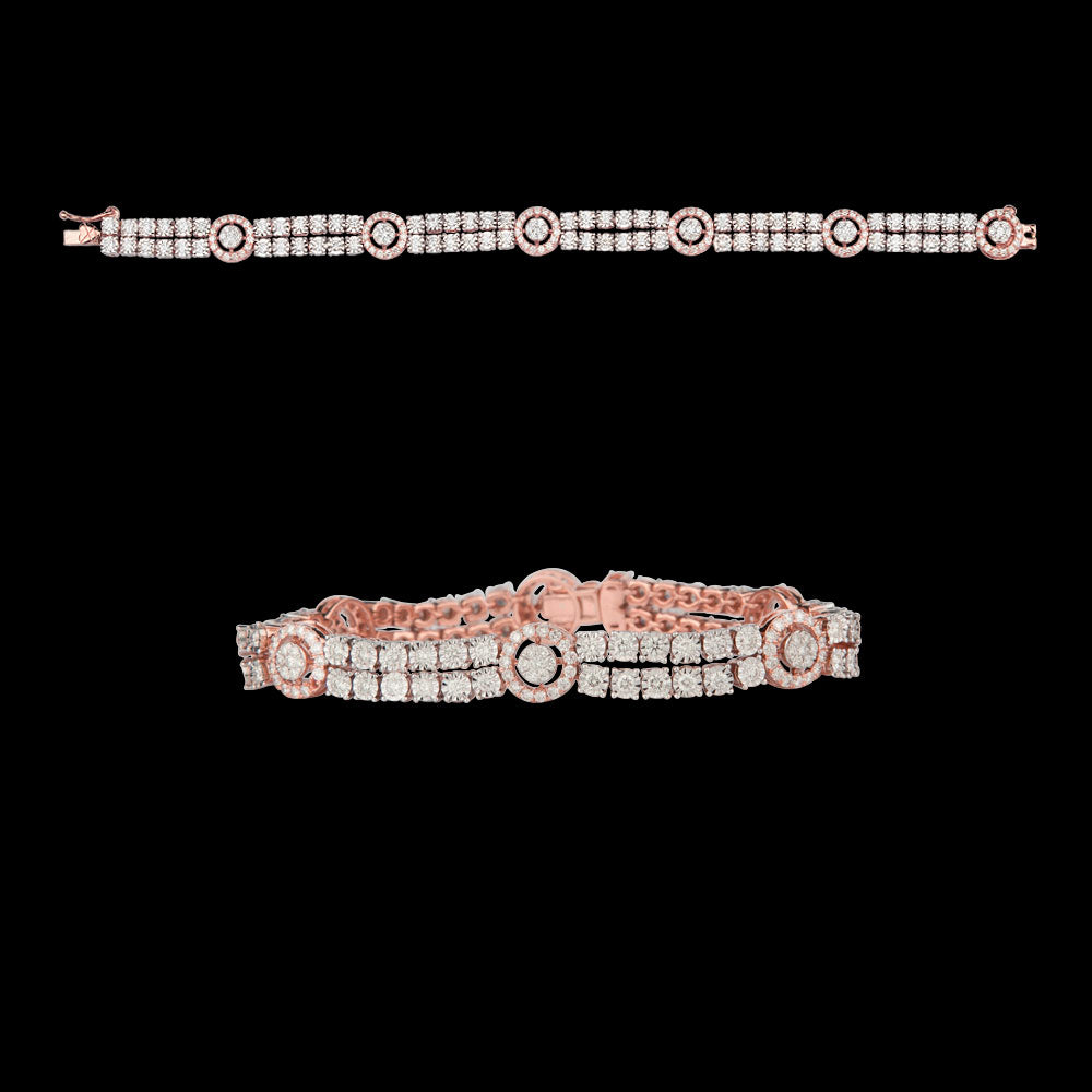 18K Rose Gold Diamond Bracelet - 3.15ct SI-GH