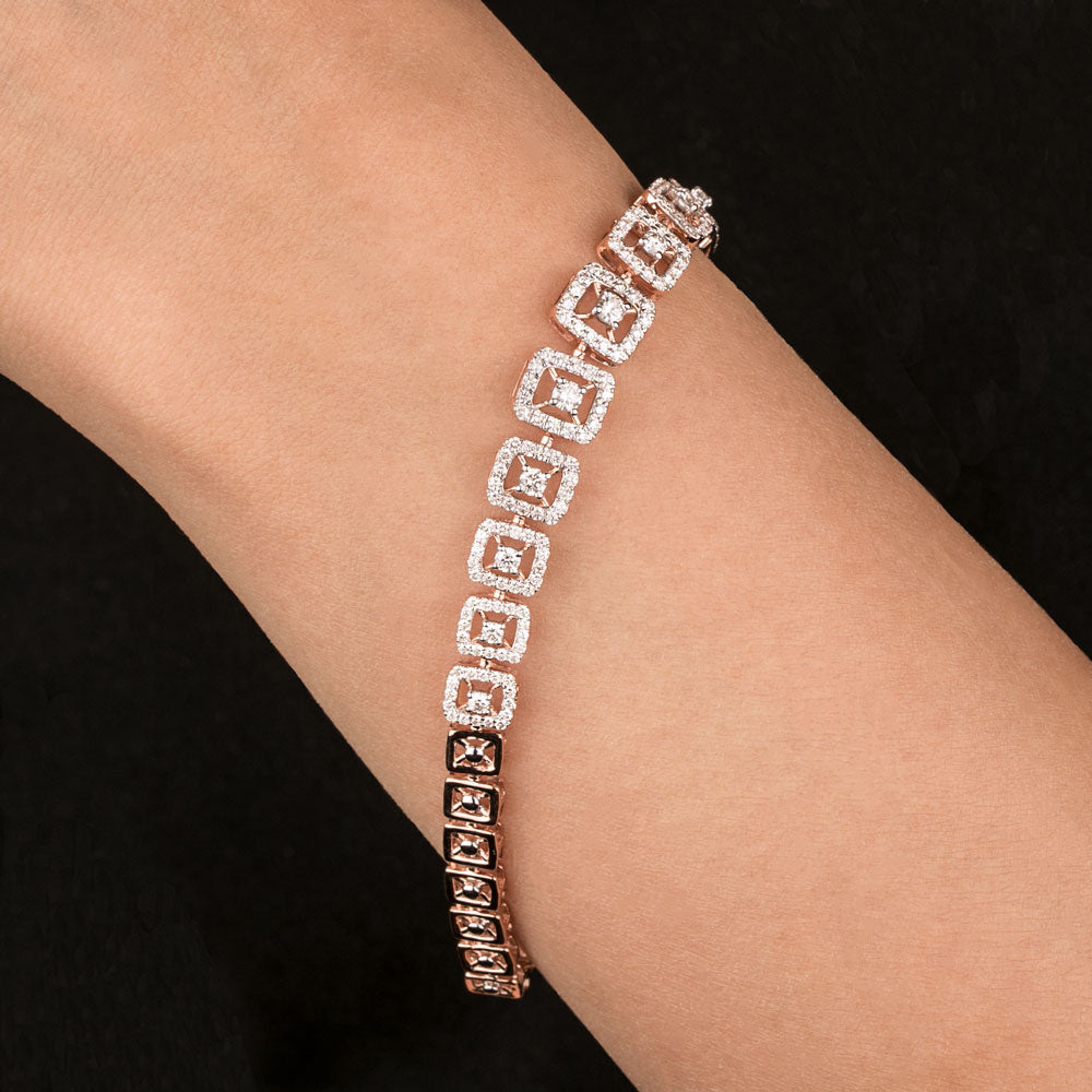 14K Rose Gold Diamond Bracelet - 1.41ct VVS-VS-HI