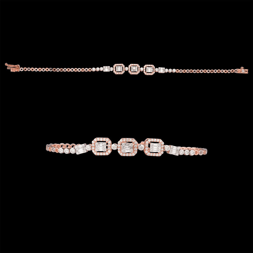 18K Rose Gold Diamond Bracelet - 1.016ct VVS-VS-GH