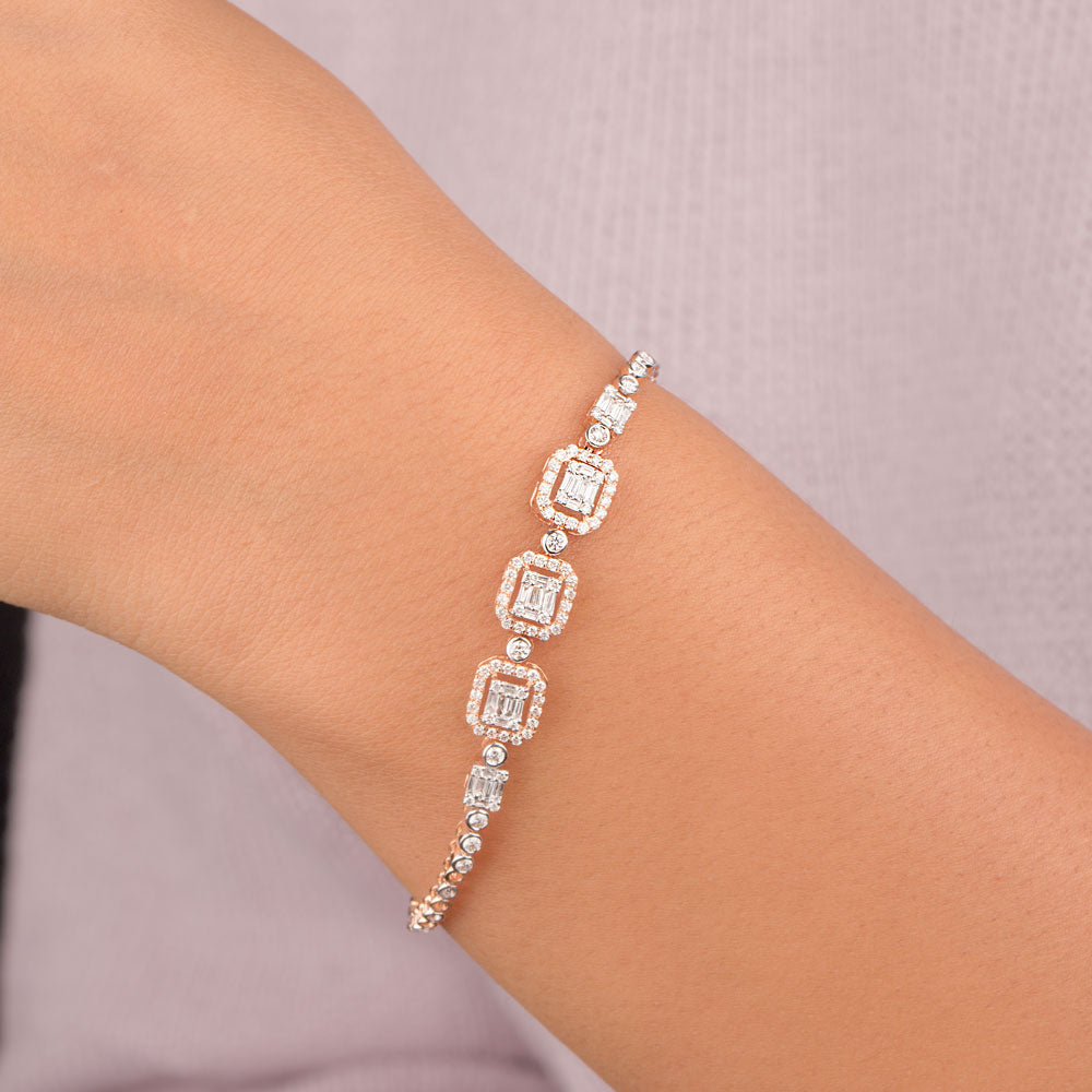 18K Rose Gold Diamond Bracelet - 1.016ct VVS-VS-GH