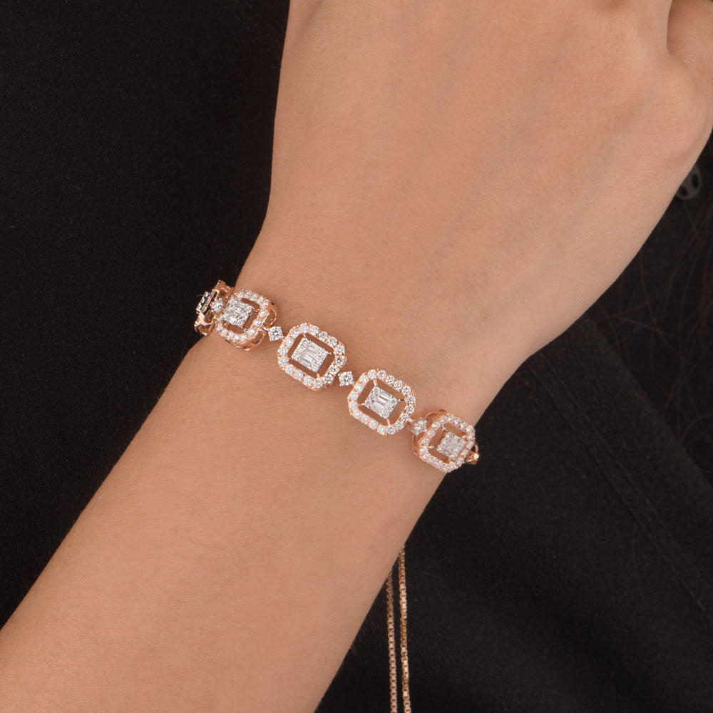 18K Rose Gold Diamond Bracelet - 1.846ct VVS-VS-GH