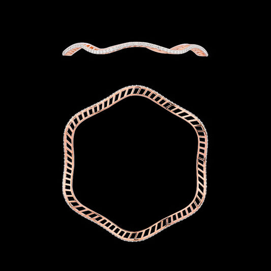 14K Rose Gold Diamond Bangle - 4.16ct VVS-VS-HI
