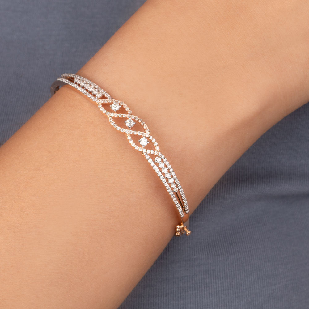 14K Rose Gold Diamond Kada - 1.06ct VVS-VS-HI