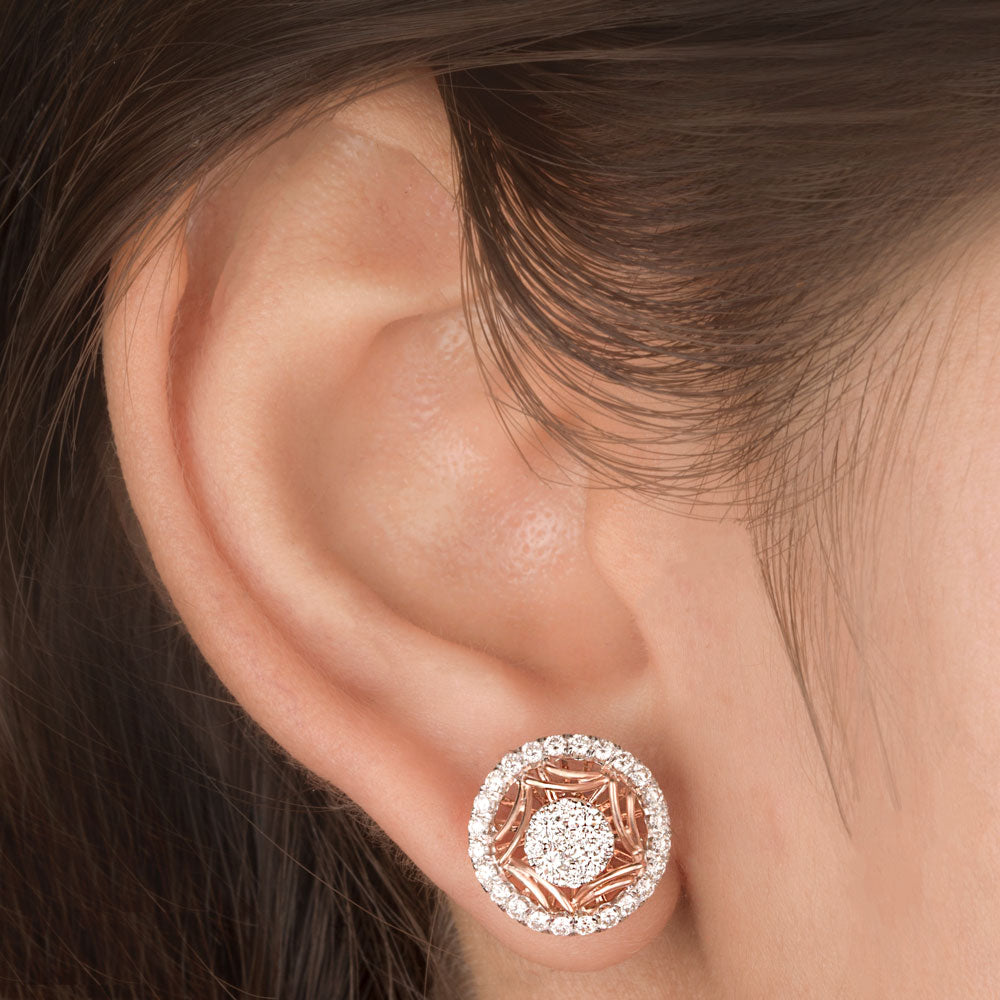 14K Rose Gold Diamond Earrings - 0.87ct VVS-VS-HI